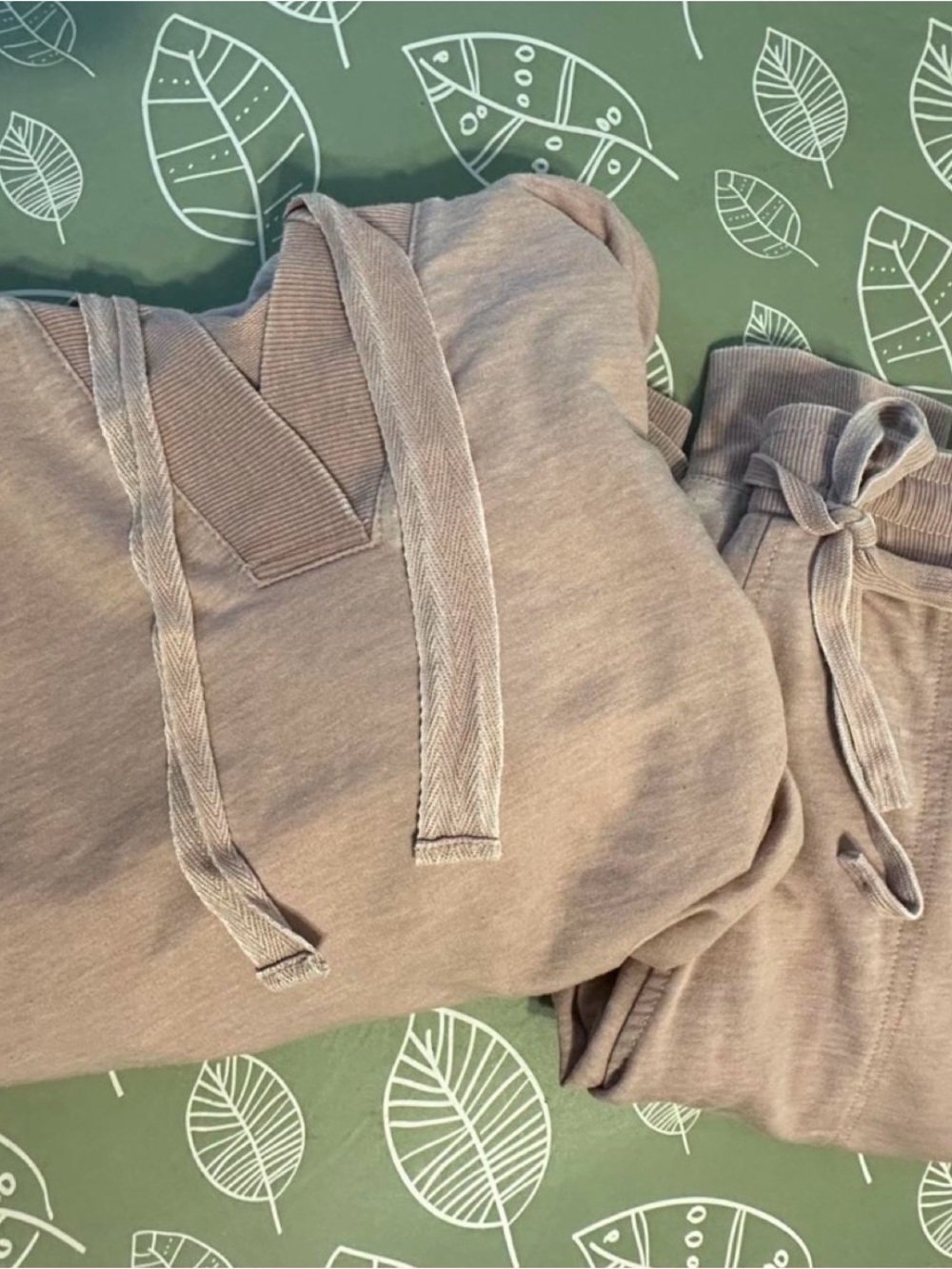 Jane and Delancey Taupe Hooded Lounge Set with Drawstring Joggers